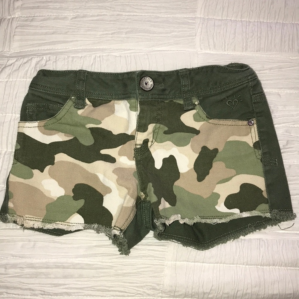 Girls Justice Camo Green Jean Shorts size 7R